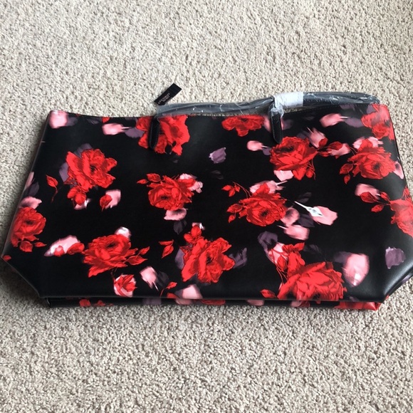 VICTORIA’S SECRET RED FLORAL TOTE BAG - Picture 3 of 4